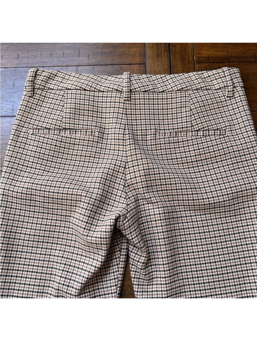 Zara Woman Houndstooth Check patterned slim trousers tan size 4 - Picture 8 of 8